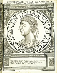 Valentinianus, illustration de Imperatorum romanorum omnium orientalium et occidentalium verissimae imagines ex antiquis numismatis